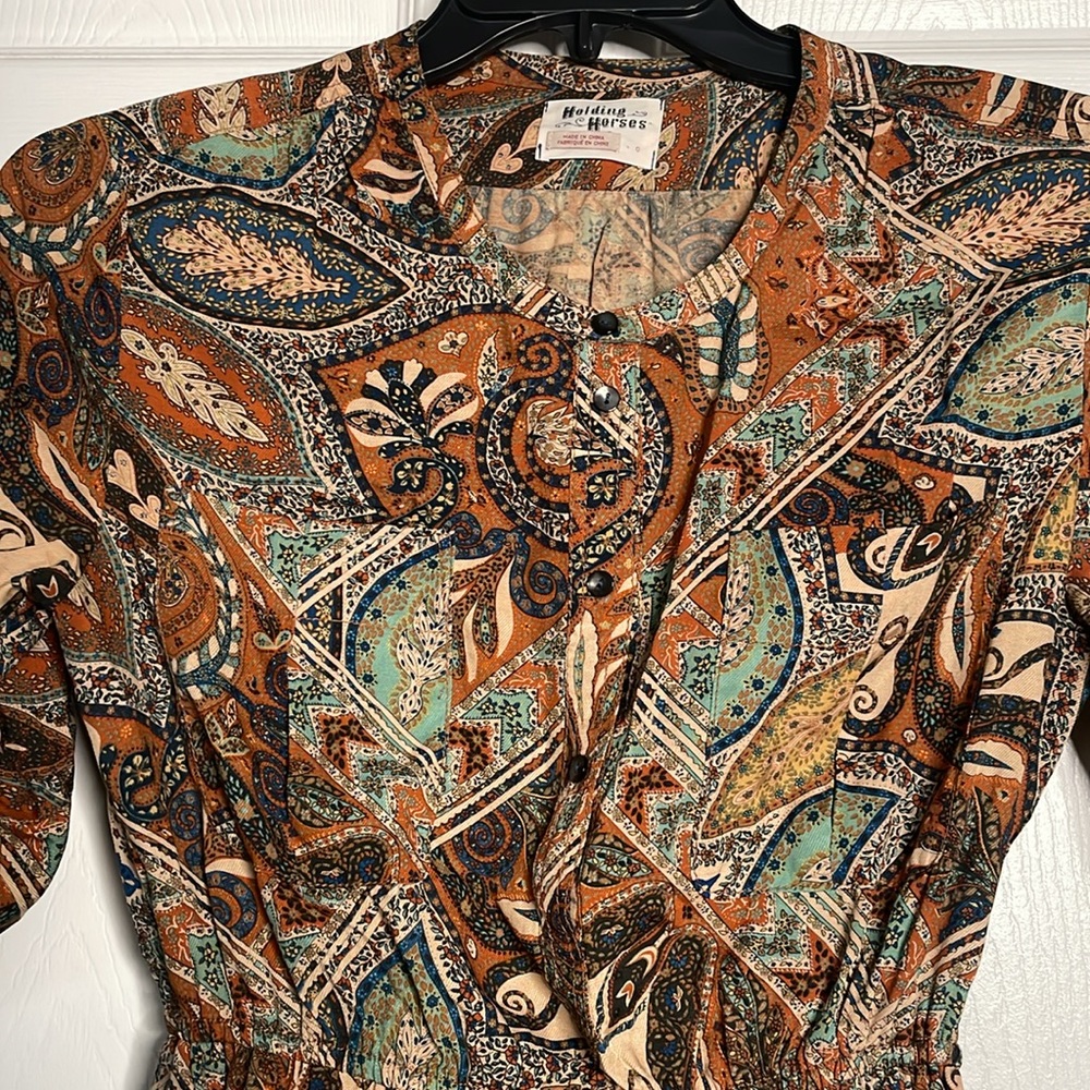 Holding horses paisley short sleeve button up mini dress Anthropologie - Picture 2 of 4